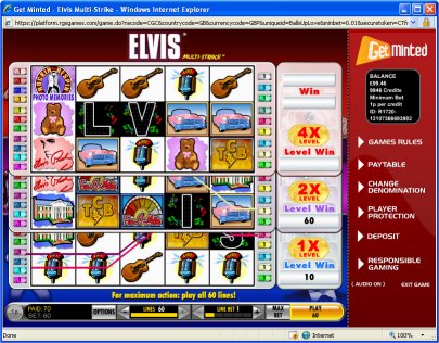 Elvis Multistrike game in play